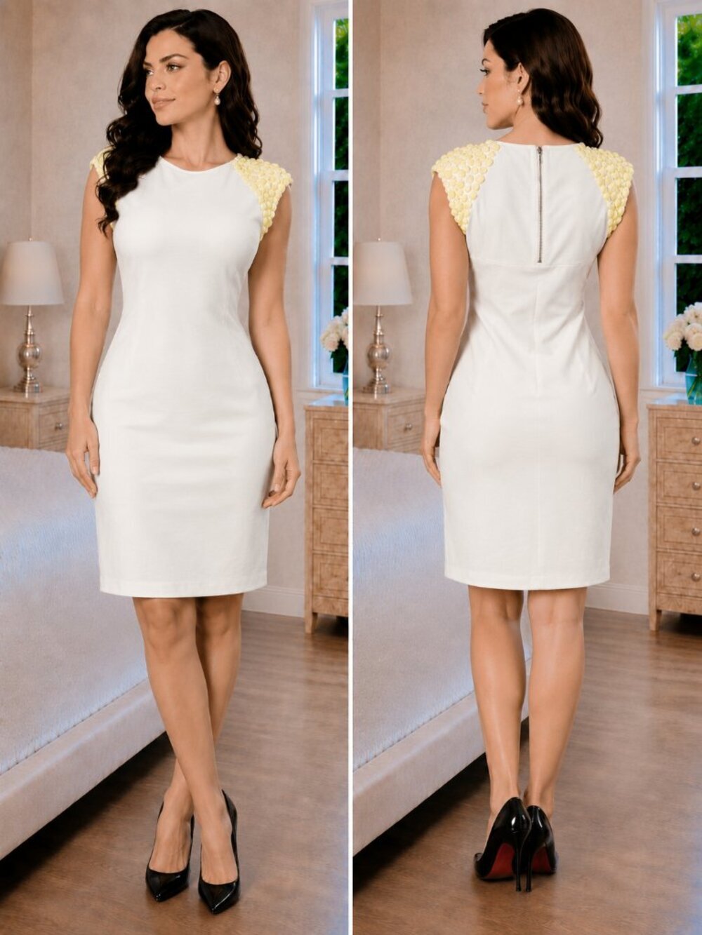 Ted Baker London White Embellished Sheath Dress $260
